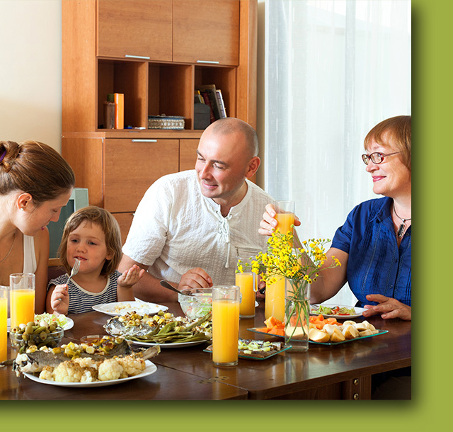 a family having meal together